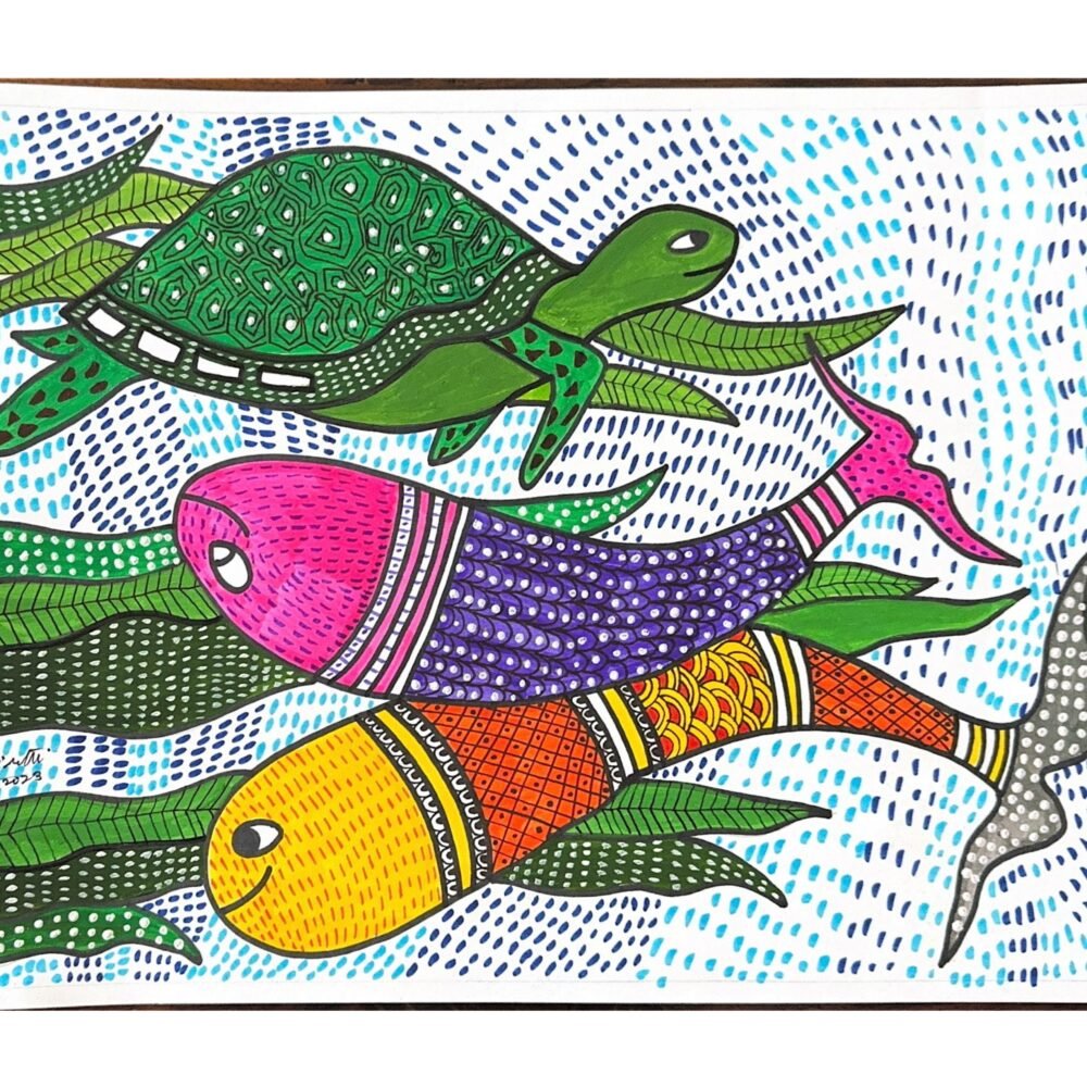 Turtle and fish, a friendship that flows